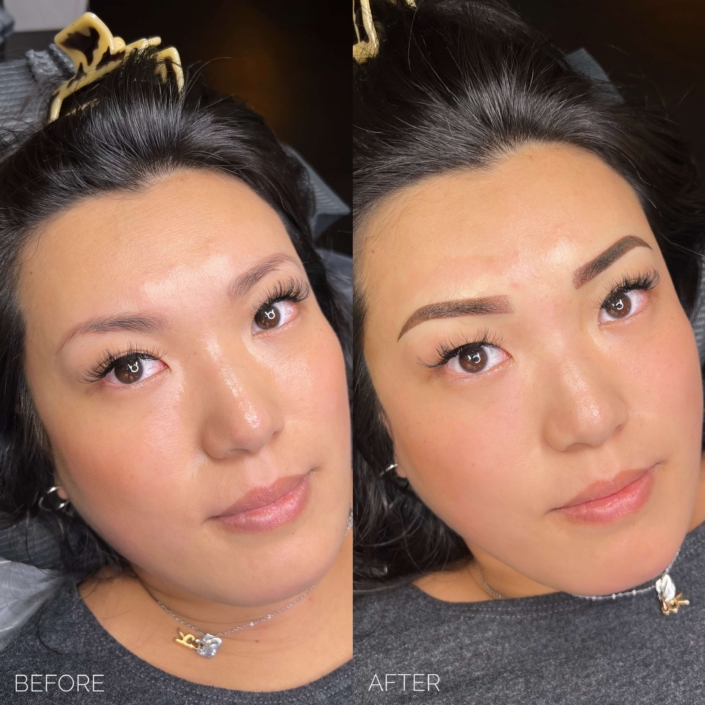Powder Brow Correction technique in brown to fix old Microblading